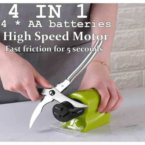 4 In 1 Professional Electric Knife Sharpener 4a battery Power Swifty Motorized Knife Sharpener Rotating For Kitchen Knives Tool