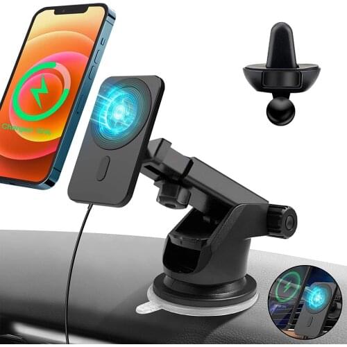 Car wireless charger 15W Strong Magnetic Wireless Car Charger Air Vent Mount Stand For iPhone 12 Mini /12 Pro /12 Pro max