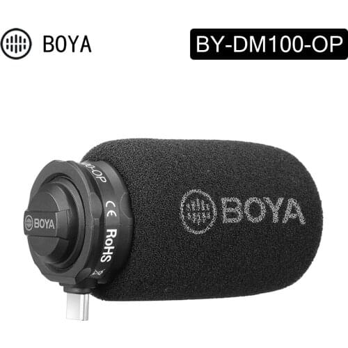 Boya By-Dm100-Op Digital Condenser Microphone Omnidirectional Plug-In Digital Condenser Mic Windshield Bag for Dji Osmo Pocket