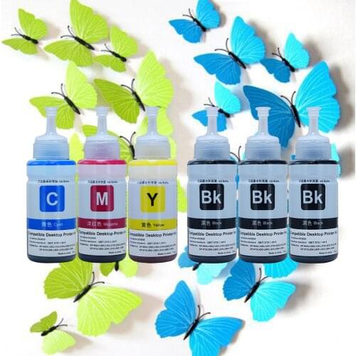 6pc Epson t664 чернила ,чернила для принтера epson,для EpsonL120 L132 L210 L222 L312 L350 L355 L362 L382 краска для принтера