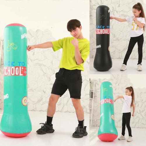 Unisex Children Inflatable Punching Bag Fitness 120cm PVC Kids Sandbag Home Gym Fitness Boxing Fight Training Stress Relief Toy