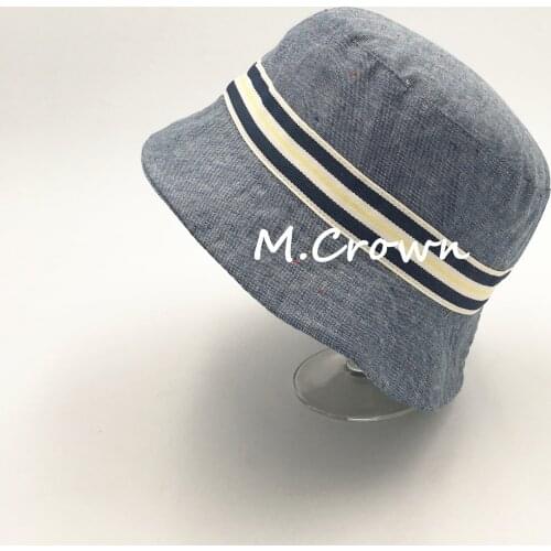 Kids Chambray Bucket with Woven Tape around the hats and 100% Cotton Sheeting Linings