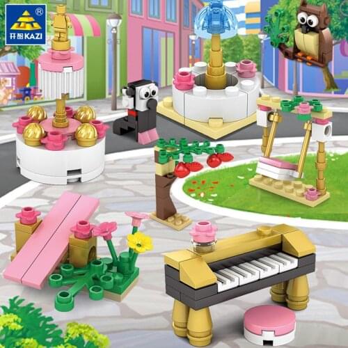 Friends Princess Building Blocks Children Assembling Cartoon Animal Model DIY Girl Bricks Toy Owl Dog Piano Cake Tree Gift