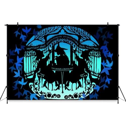 Halloween Party Photography Witch Old Trees Backdrops Black Back view Cold Horrifying Children Garden Adult Party Photobooth