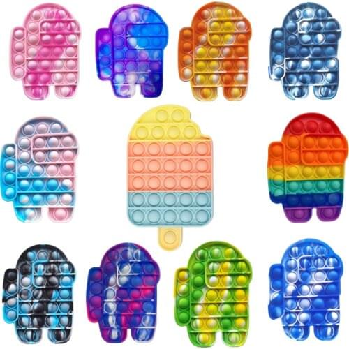 Fidget Toys Push Pop Bubble Silicone Toy Dinosaur Octopus Strawberry Ice Cream Stress Relief Sensory Toy Kids Adult Toy