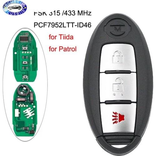 2+1/3 Button For Nissan Tiida Patrol Smart Remote Key Fob FSK 315/433MHz PCF7952LTT ID46 Chip