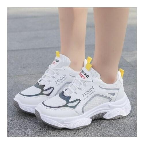 New womens shoes sneakers white heavy sole sneakers womens casual shoes lacing vulcanized shoes