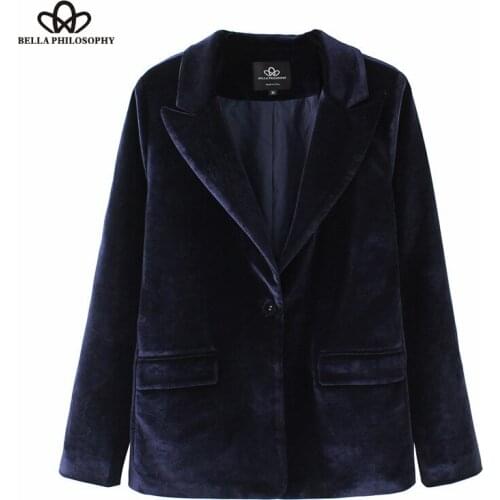 HStar 2020 Fashion Velvet Jacket Women Blazer Autumn Warm Ladies Blazer Coat One Button Turn-down Collar Outwears