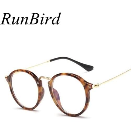 RunBird 2018 Round Eyes Glasses Frame Women Myopia Eyeglasses Frame Men Computer Vintage Plain Glasses Lunettes De Soleil R538