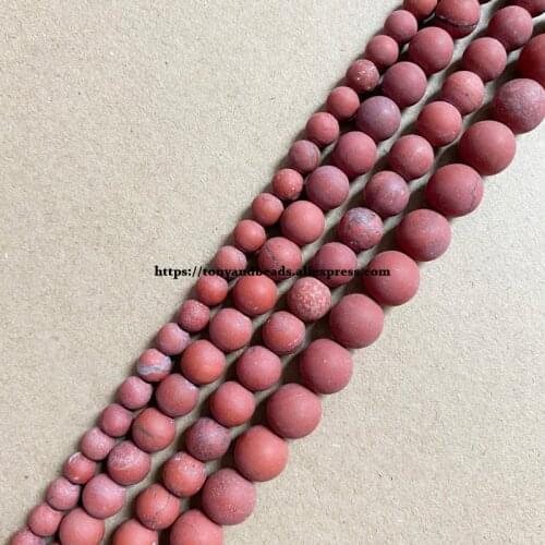 Natural Stone Matte Red Jasper Round Loose Beads 15" Strand 4 6 8 10 12MM Pick Size For Jewelry Making DIY
