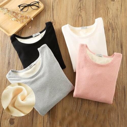New Autumn Women Winter Bottoming T Shirt Tees Slim Warm Thick Velvet T-Shirts Female Long Sleeve Shirt Tops Plus Size 2XL A1561