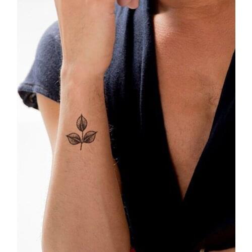Plain Flower Waterproof Temporary Tattoo Sticker Black Rose Branches and Leaves Fake Tattoos Flash Tatoos Arm Body Art for Women