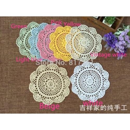 Wholesale European fashion ZAKKA 6pic/lot 20cm round crochet doilies for home decor tableware fabric tablemat potholder wedding