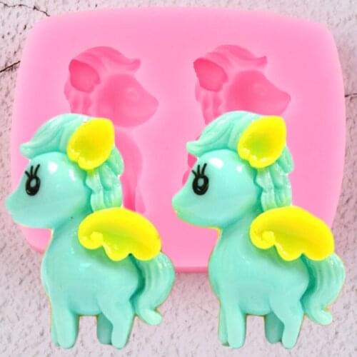 Pegasus Horse Silicone Molds Unicorn Baby Birthday Cupcake Topper Fondant Cake Decorating Tools Candy Chocolate Gumpaste Moulds