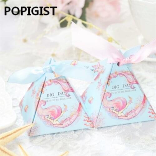 Cartoon Mermaid Birthday Party Decorations Candy Box Kids Mermaid BABY SHOWER Supplies Girl Birthday Favors