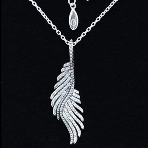 925 Sterling Silver Pendant Necklace 50CM 70CM Phoenix Feathers Crystal Pendants & Necklaces Women Sterling Silver Jewelry