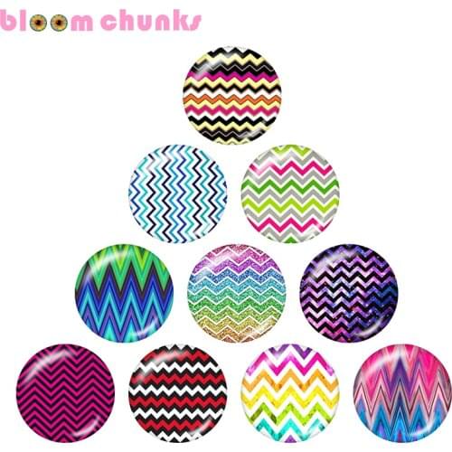 Chevron pattern stripe 10pcs mixed 12mm/18mm/20mm/25mm Round glass cabochon jewelry flat back Making findings A4228