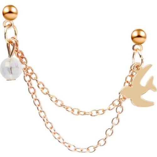 Retro Bird Swallow Shaped Pendant Hanging Earrings for Women Elegant Gold Silver Color Chain Tassel Drop Earring Stylish Jewelry