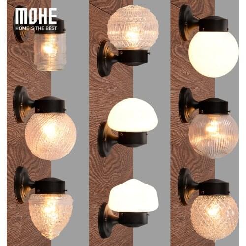 Modern Glass Metal Canopy Sconce Wall Lights Fixtures Retro Vintage Wall Lamp E27 Loft Home Decor Christmas Lights