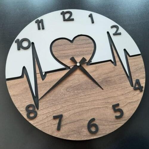 HLO 2021 Home Decoration Heart Beat Wooden Wall Clock Quality Material Stylish Living Room Horloge Murale Reasonable Price Safe