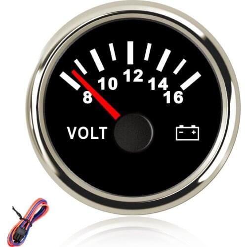 Universal 52 mm Marine Auto Voltmeter Mini Round Pointer display waterproof Gauge Meter for motor car truck 12V 24V