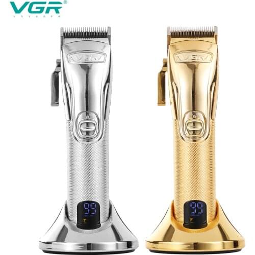 VGR Full Metal Body Hair Shaver LCD Digital Display Stainles Steel Blade Electric Hair Clipper Nose And Ear Trimmer Grooming Kit