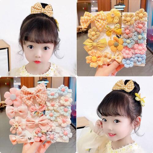 1set New Girls Flower Butterfly Bowknot Hairpins for Girls Fashion Hair Accessories Sweet Children Hair Clips Barrettes