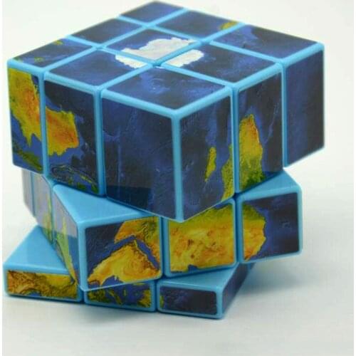 Fangge 3x3x3 Mirror Blocks Earth Map Sticker Magic Cube Puzzle toy Speed Cube cubo magico puzzles antistress toys 2018 New