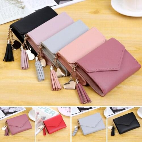 Mini Womens Wallet with Tassel Pendant Portable Multipurpose Zippered Coin Purse Fashion Accessories B99