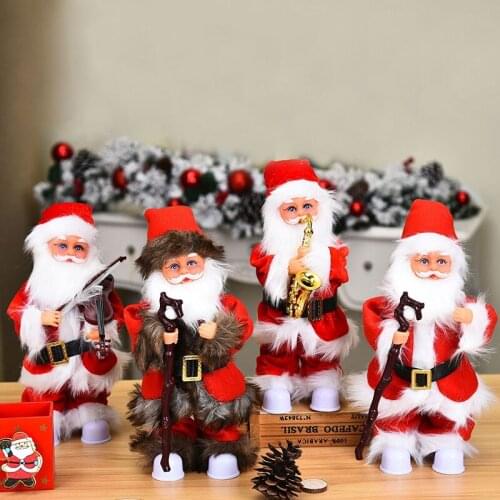 1PC Electric Santa Claus Singing Christmas Music Xmas Party Doll Ornaments To for Child and Gril Friend Gifts