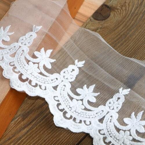 1 yard 17 cm wide white high quality garment material DIY craft wedding net embroidery lace decoration