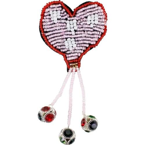 10pieces Beaded Tassel Heart Patch Motif Badges Applique for Clothes Brooches for Clothes Decorated Sewing Accessories TH1155