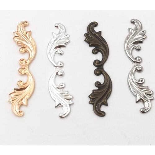 SIXTY TOWFISH 100 Pieces DIY Jewelry Accessories 29.5*7mm Brass Filigree Flower Slice charms Spacer Base