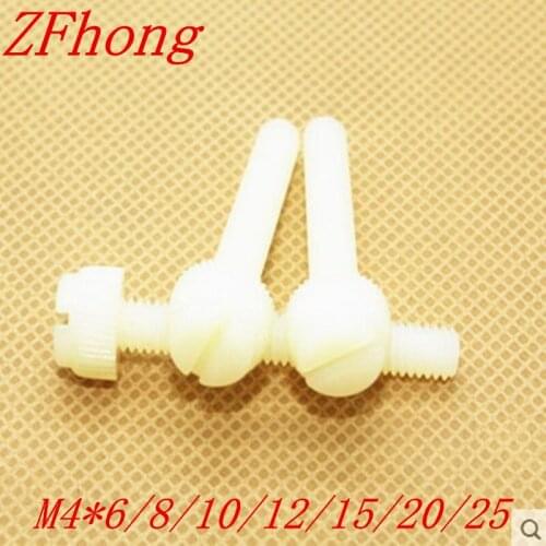 100pcs m4*6/8/10/12/15/20 m3 white nylon knurled hand tighten screw