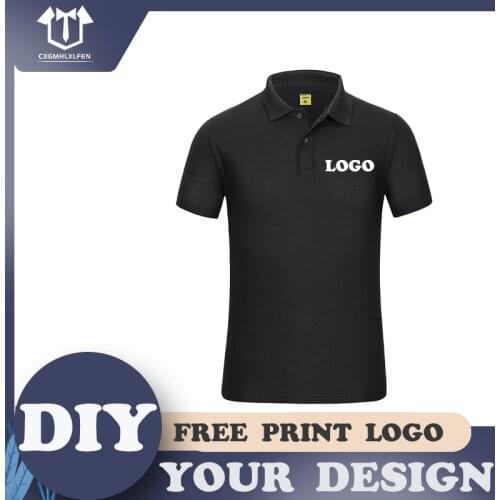 14-color summer men and women can wear casual solid color lapel short-sleeve POLO shirt custom LOGO printing DIY brand text