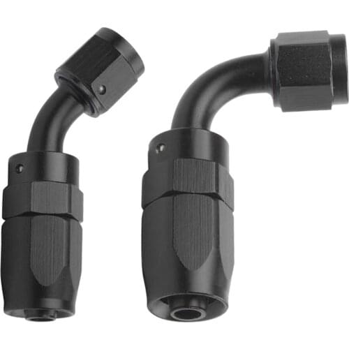 2 Pieces Anoized Quick PTFE 6AN 45 90 Degree Hose End Fitting DIY Accessory