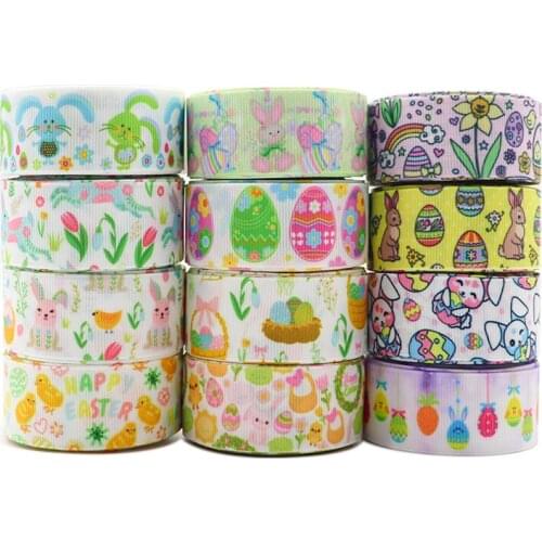 5 Yards 1'' 25MM Easter Printed Grosgrain Ribbons For Hair Bows DIY Handmade Materials Y2020122603