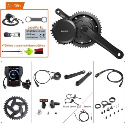 Bafang 120mm 48V 1000W BBSHD 40T 42T 44T 46T Mid Drive Motor Electric Bicycle Conversion Kit 8FUN E-bike Powerful Motor Display