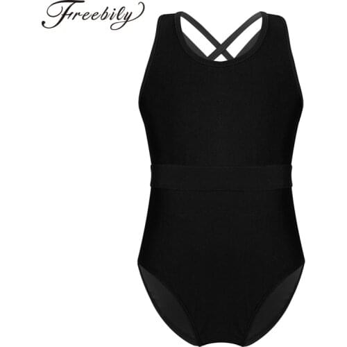 Girls Sleeveless Criss Cross Back Professional Ballet Leotard Children Dance Gymnastics Leotards Kids Ballerina Bodysuit