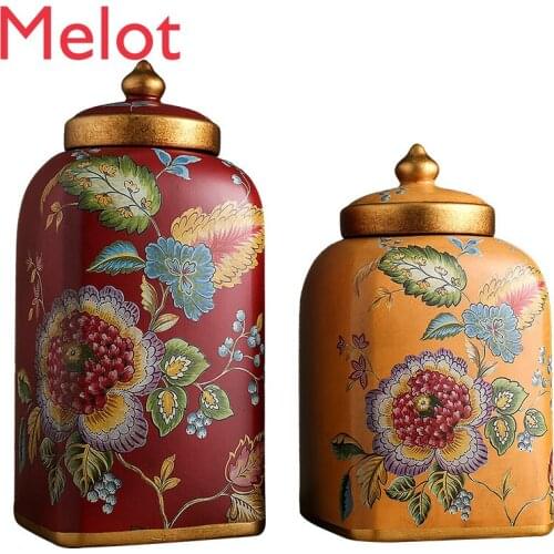 Storage Jar Decoration Ceramic Candy Box Decorative Jar Porcelain Cans with Lid Temple Jar Decorations