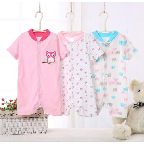 Baby Romper 3 Pieces Baby Summer One-piece Pure Cotton Short Sleeve Baby Girls Jumpsuits New Born Baby Boys Overall 3-12M Kids
