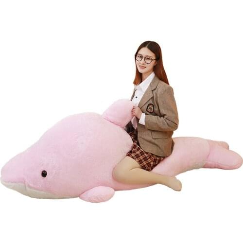 Dorimytrader 200cm Huge Lovely Soft Dolphin Stuffed Pillow 79'' Cartoon Sea Animals Plush Doll Toy Baby Present DY60595