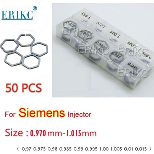 ERIKC Piezo B61 Shims 50pcs for Siemens Injector Gaskets Size 0.970-1.015mm Injector Nozzle Adjust Washer Accuracy 0.005mm