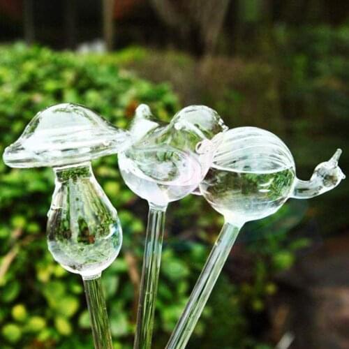 Hot Cute Bird Snail Star Butterfly Glass Plant Flowers Waterer Self-Watering Device