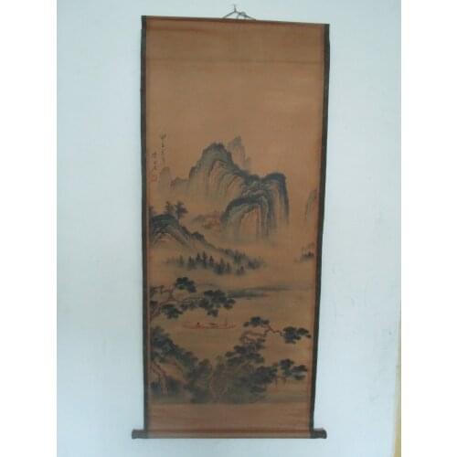 Home wall decoration painting ,Chinese old paper scroll painting , Qi Bai Shi landscape painting