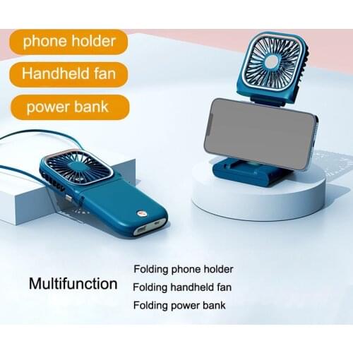 Kawaii phone holder with Foldable fan for iPhone Xiaomi Huawei Phone with power bank Holder Foldable Mobile Phone Stand Desk
