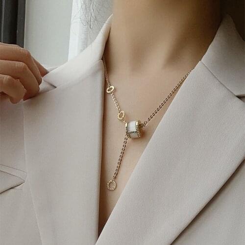 Korean Fashion Plating Zircon Necklaces Various Styles Simple Roman Numeral Opal Necklace Versatile Shiny Party Jewelry Gift