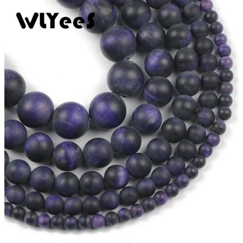 WLYeeS Natural Stone Dull Matte Preple Tiger Eye Round Beads 6 8 10 12MM Loose bead for DIY bracelet Necklace For Jewelry Making