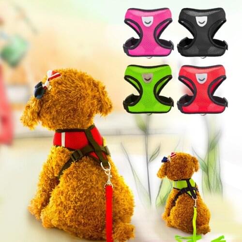 Dog Harness Summer Pet Adjustable Reflective Vest Walking Leash for Puppy Polyester Mesh Harness for Small Medium Dog