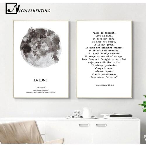 The Moon Canvas Canvas Wall Art Print Nordic Poster Motivational Quotes Scandinavian Style Wall Art Painting Decoration Pictures